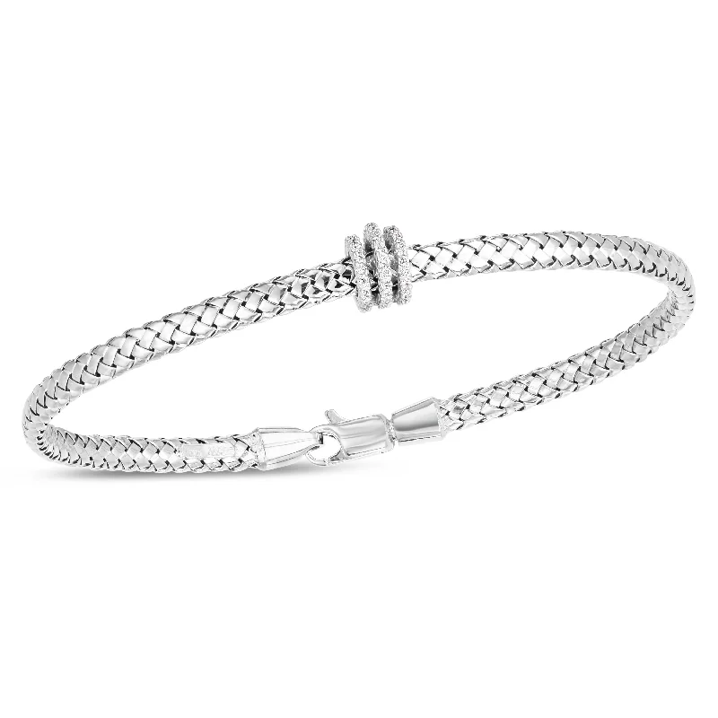 Ladies bracelets gold-plated-14K Deco Woven Diamond Bracelet