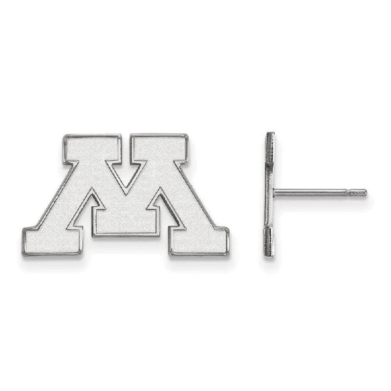 Ladies earrings creative designs-10k White Gold University of Minnesota Small Post Earrings