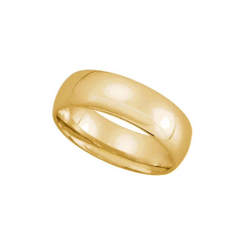 Ladies ring thumb design-6mm Light Domed Comfort Fit Wedding Band in 14k Yellow Gold