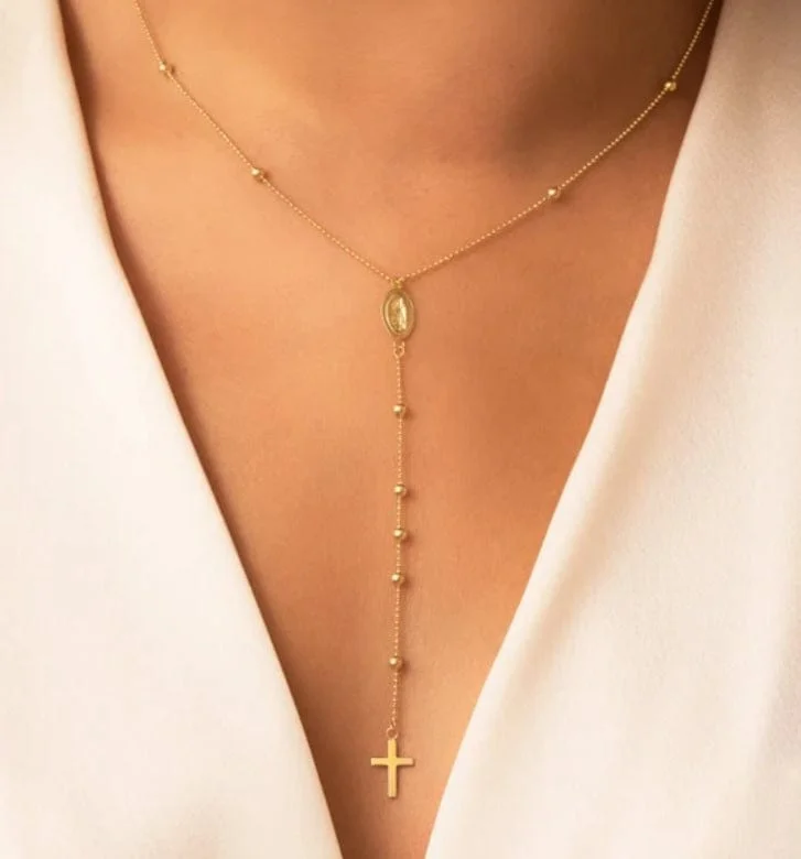 Ladies necklaces limited editions-14kt Rosary Chain Necklace