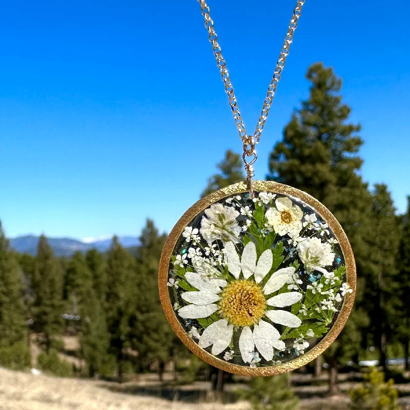 Ladies necklaces everyday use-White Daisy Garden Necklace - BG 149