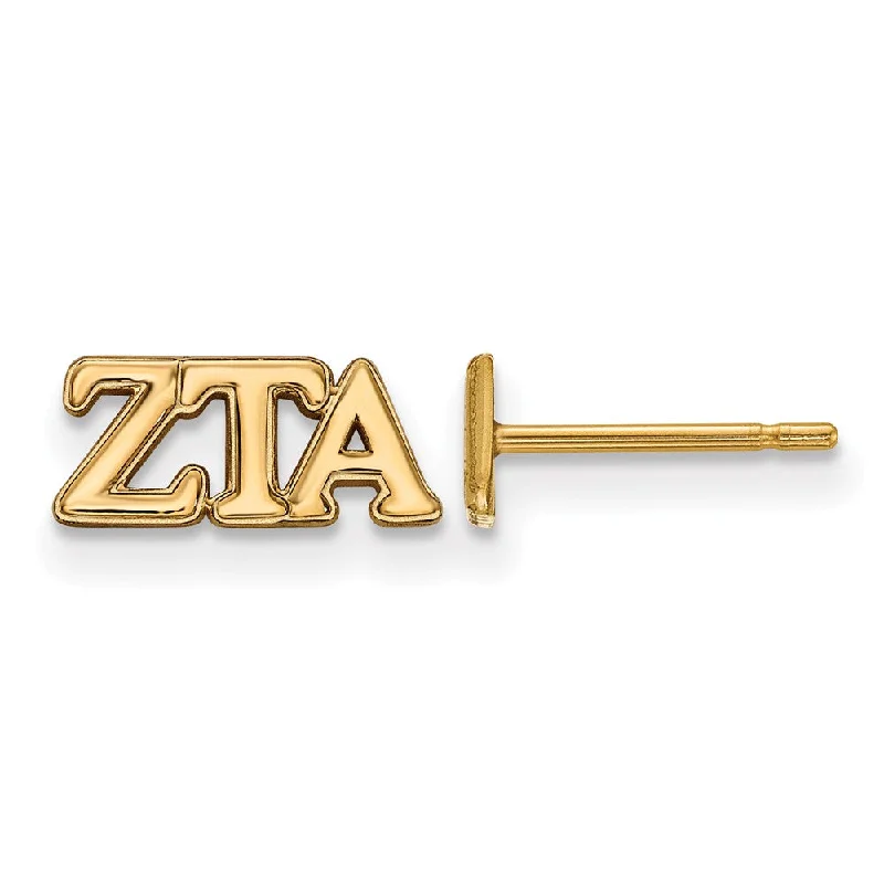 Ladies earrings mature style-14K Plated Silver Zeta Tau Alpha XS Greek Letters Post Earrings