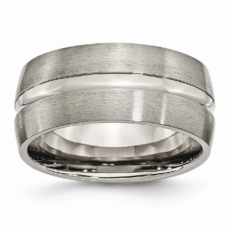 Ladies ring size guide-Titanium, 10mm Center Grooved Band