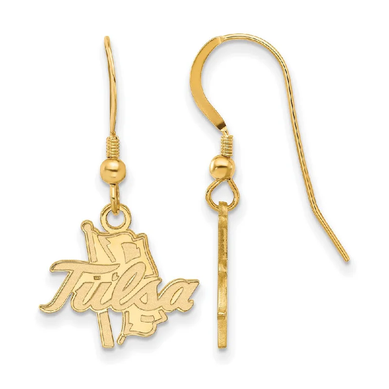 Ladies earrings natural gems-14k Gold Plated Silver The University of Tulsa Dangle Earrings