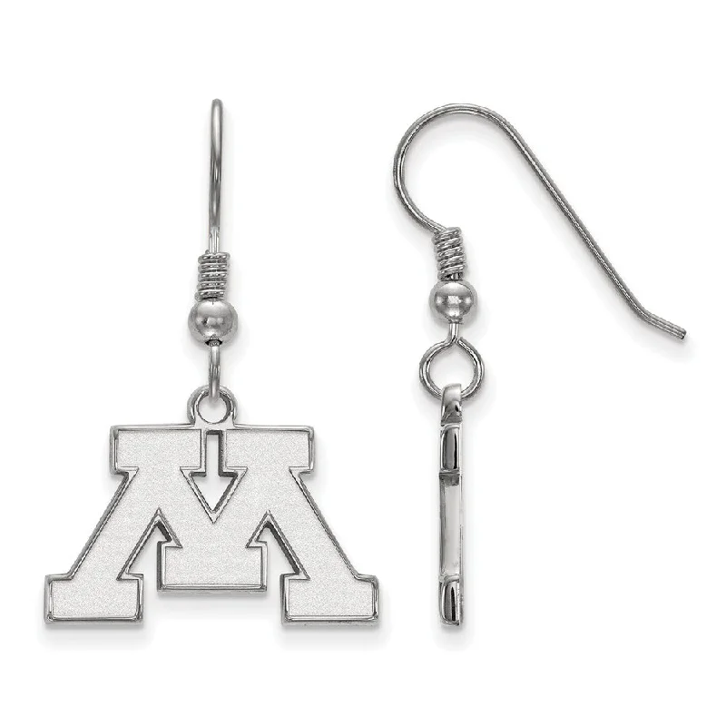 Ladies earrings top brands-Sterling Silver University of Minnesota Small Dangle Earrings