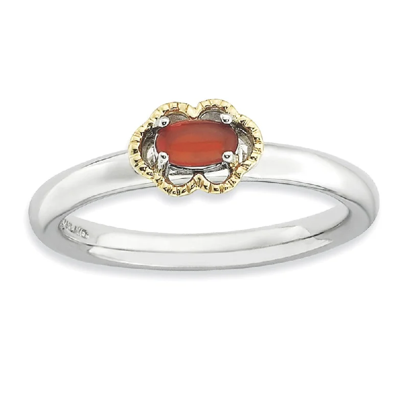 Ladies ring group custom-Sterling Silver Stackable Red Agate 2.25mm Ring