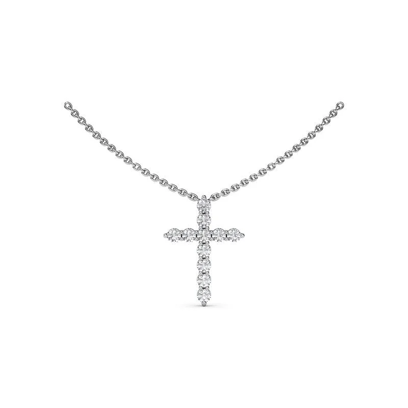 Ladies necklaces fashion ideas-Diamond Prong Cross Necklace N5115