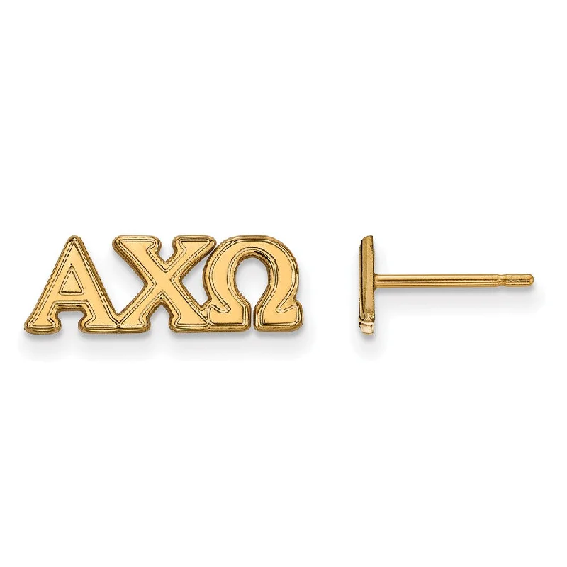 Ladies earrings cute designs-14K Plated Silver Alpha Chi Omega XS Post Earrings