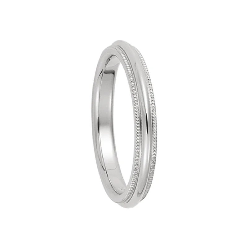 Ladies ring limited edition-4mm Milgrain Edge Comfort Fit Domed Band in 14k White Gold