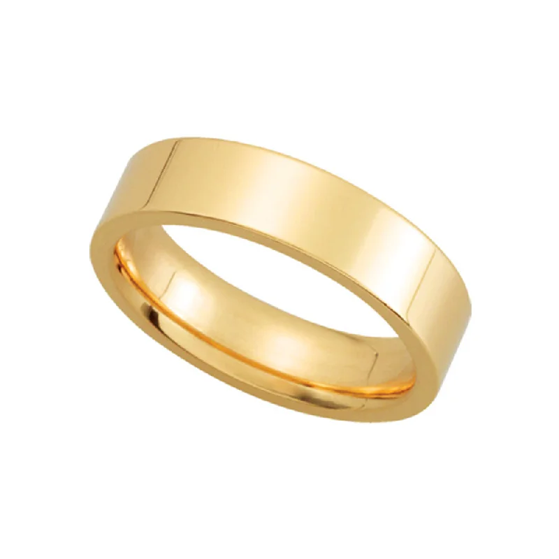 Ladies ring global brands-5mm Flat Comfort Fit Wedding Band in 14k Yellow Gold