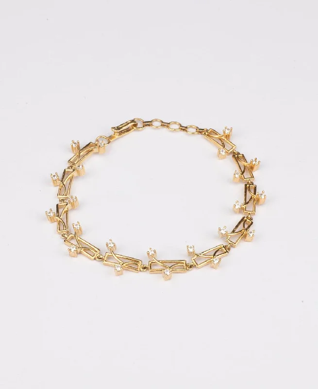 Ladies bracelets friendship bands-Ritzy  Stone Studded Gold Bracelet