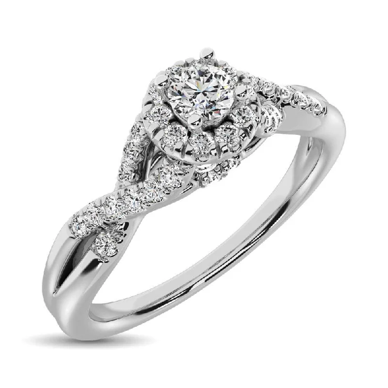 Ladies engagement rings princess cut-Diamond 1/2 ct tw Round Cut Engagement/ Promise Ring