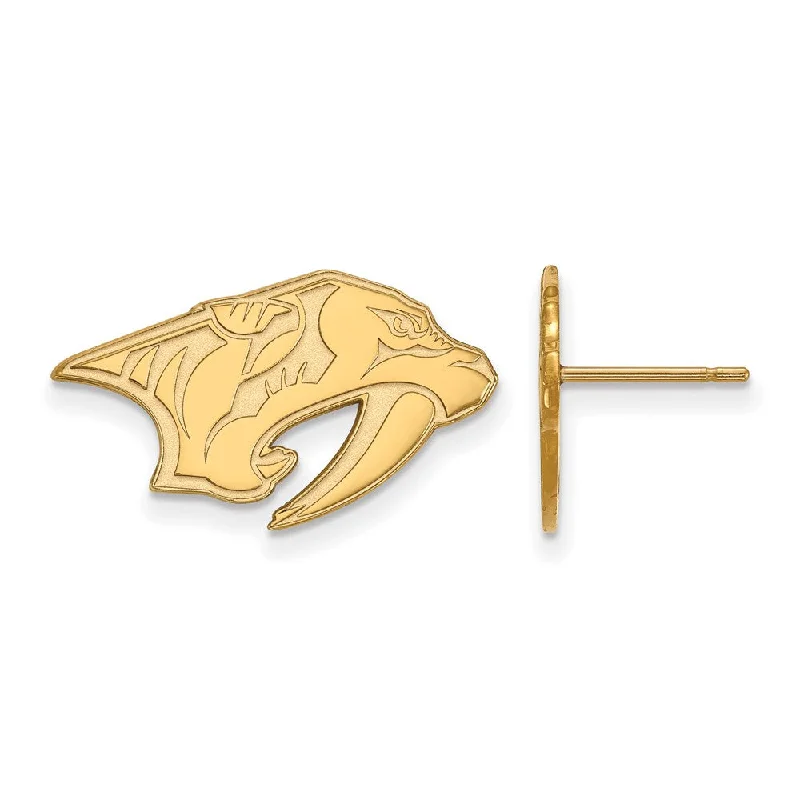 Ladies earrings size guide-14k Yellow Gold NHL Nashville Predators Small Post Earrings