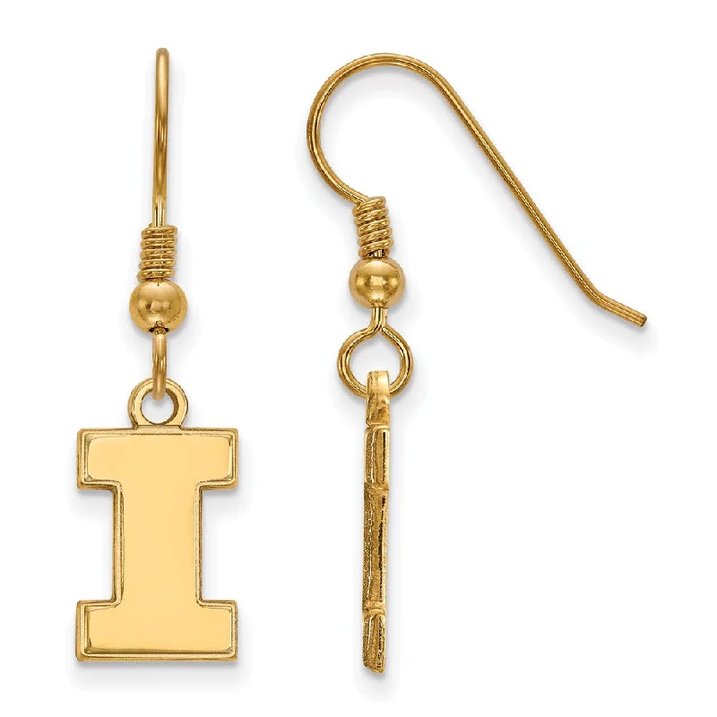 Ladies earrings proposal surprises-14k Gold Plated Silver University of Illinois SM Dangle Earrings