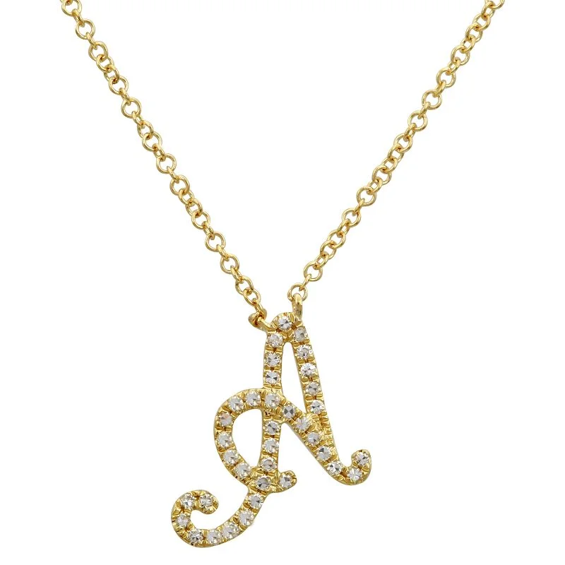 Ladies necklaces ruby stones-SCRIPT DIAMOND NITIAL NECKLACES