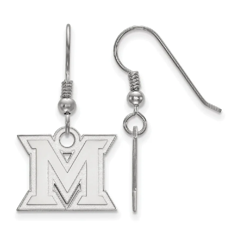 Ladies earrings gold-plated-Sterling Silver Miami University Small Dangle Earrings