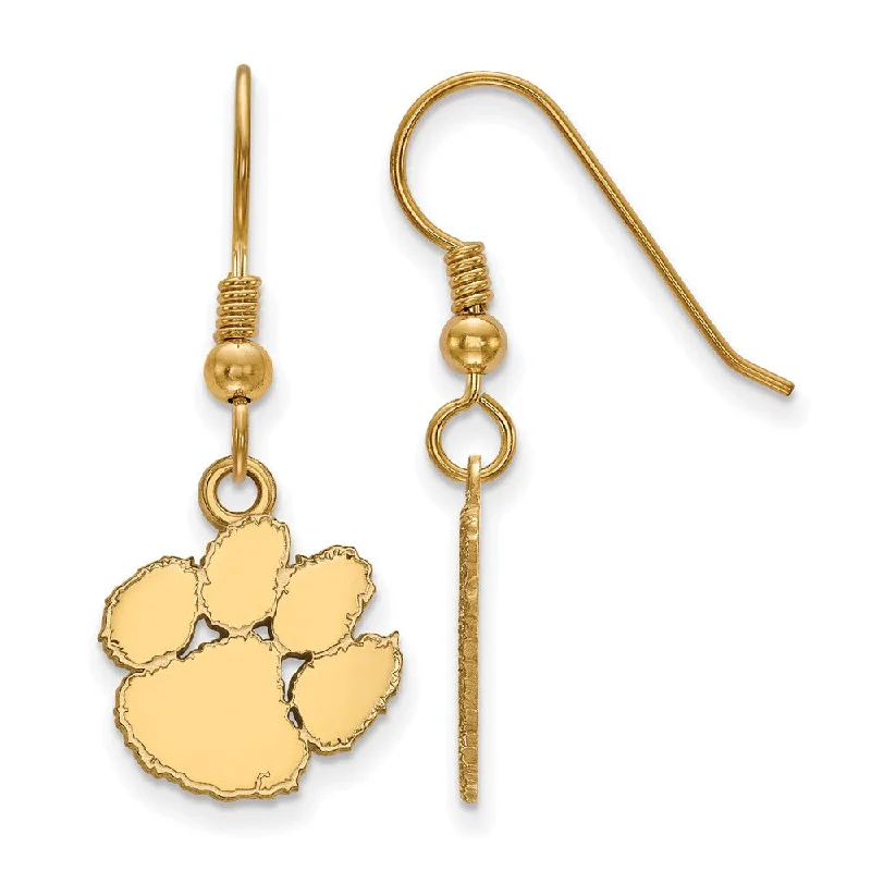 Ladies earrings age suitability-14k Gold Plated Silver Clemson University Small Dangle Earrings