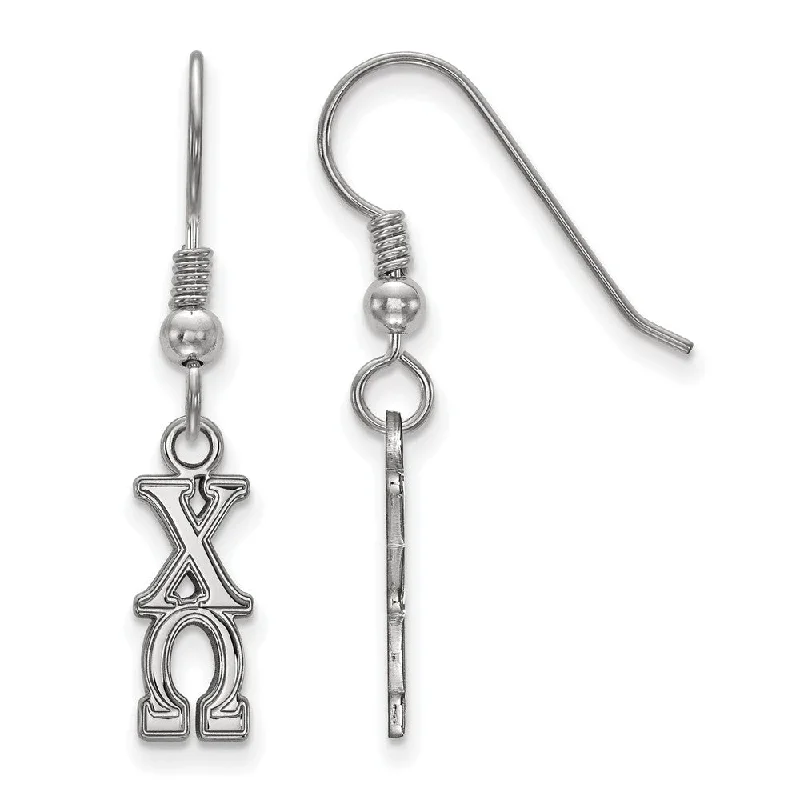 Ladies earrings proposal surprises-Sterling Silver Small Chi Omega Dangle Earrings