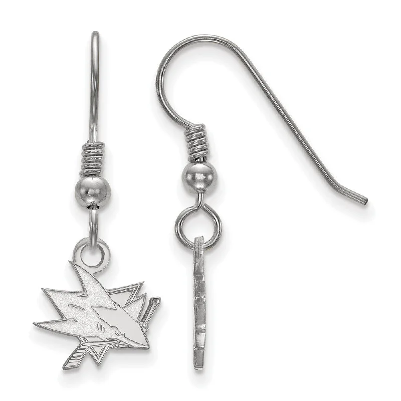 Ladies earrings social media trends-Sterling Silver NHL San Jose Sharks XS Dangle Earrings