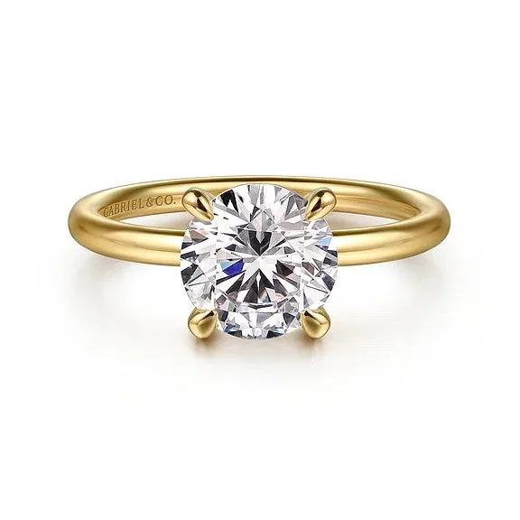 Ladies engagement rings gothic charm-Tiana - 14K Yellow Gold Round Solitaire Diamond Engagement Ring (Setting Only)