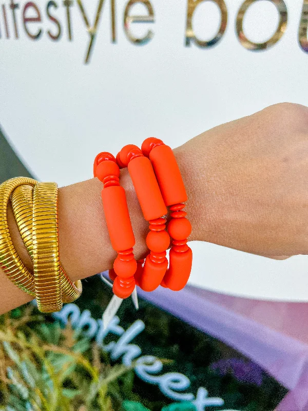 Ladies bracelets diamond accents-Allie Tube & Ball Bracelet Orange