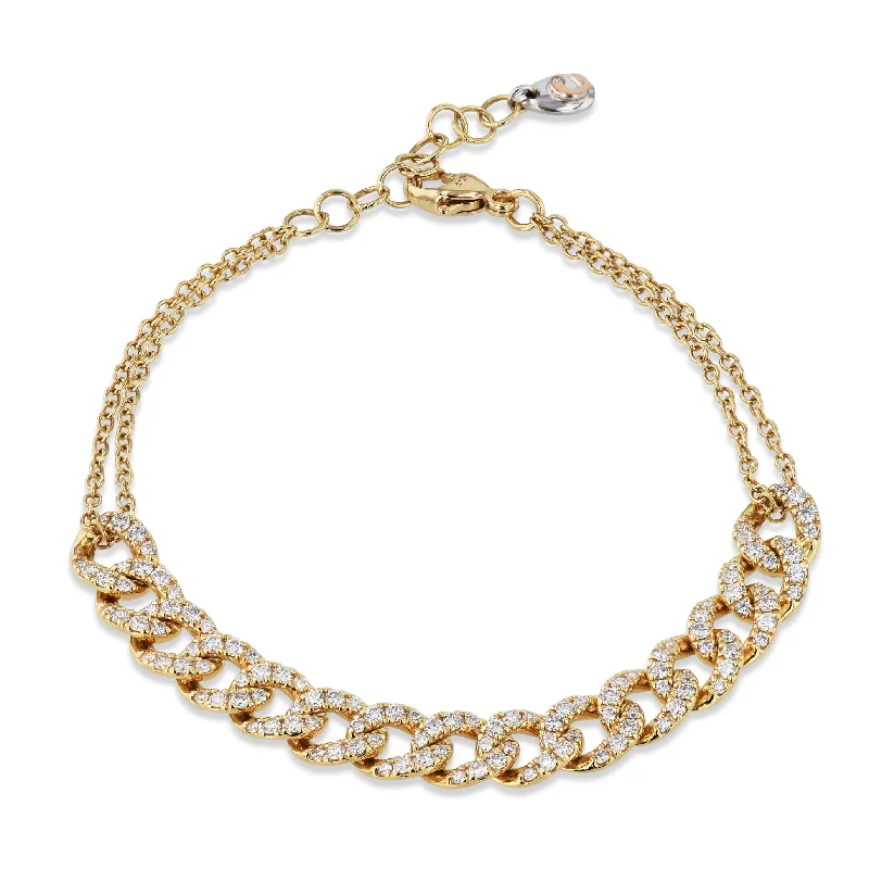 Ladies bracelets buying advice-Yellow Gold Pave Diamond Link Bracelet