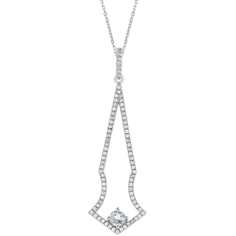 Ladies necklaces cleaning tips-Bellissima Women's Necklace - Sterling Silver Thin Long Open White Topaz | BLK-7534