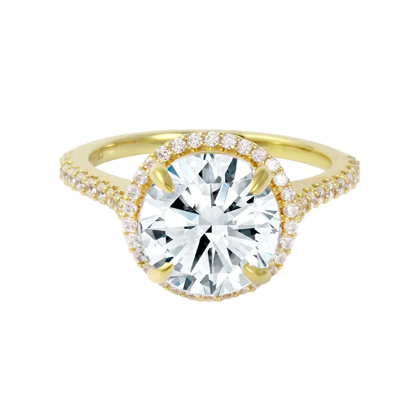 Ladies engagement rings pear cut-Round Brilliant Diamond Halo Engagement Ring