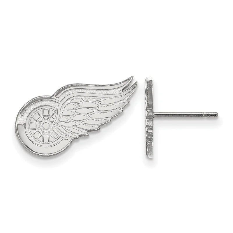 Ladies earrings sentimental value-10k White Gold NHL Detroit Red Wings Small Post Earrings