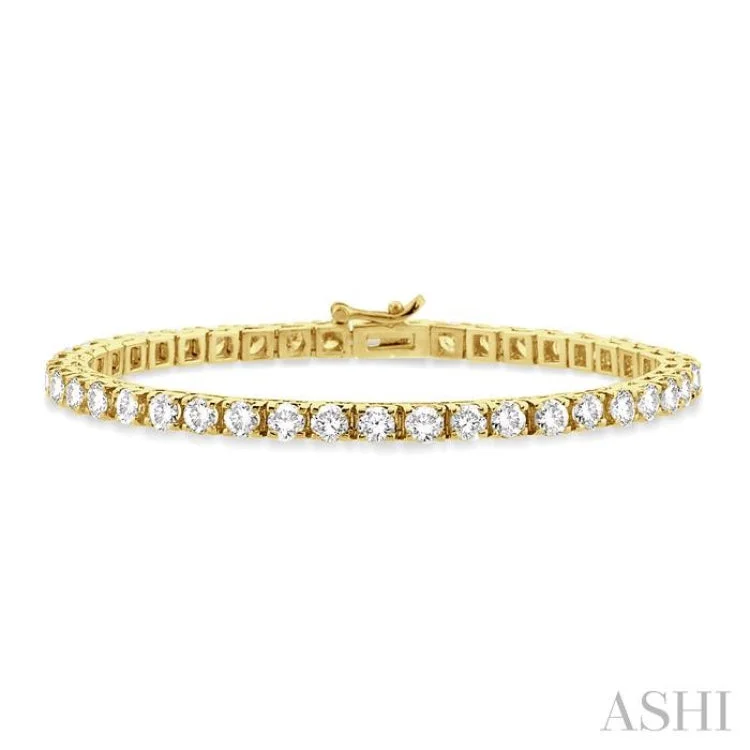 Ladies bracelets modern appeal-10 ctw Square Box Link Round Cut Diamond Tennis Bracelet in 14K Yellow Gold