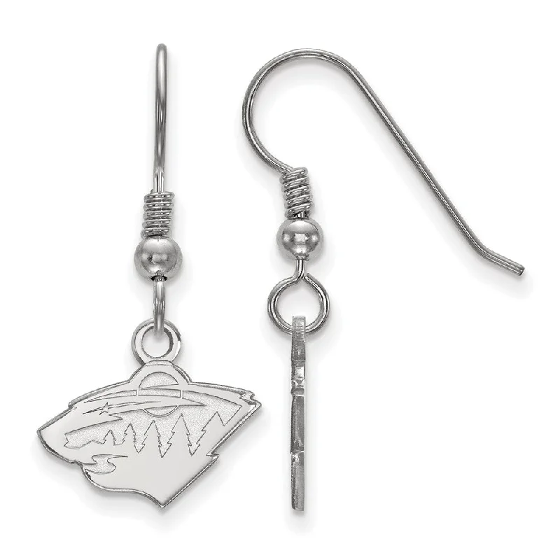 Ladies earrings engraved details-Sterling Silver NHL Minnesota Wild XS Dangle Earrings