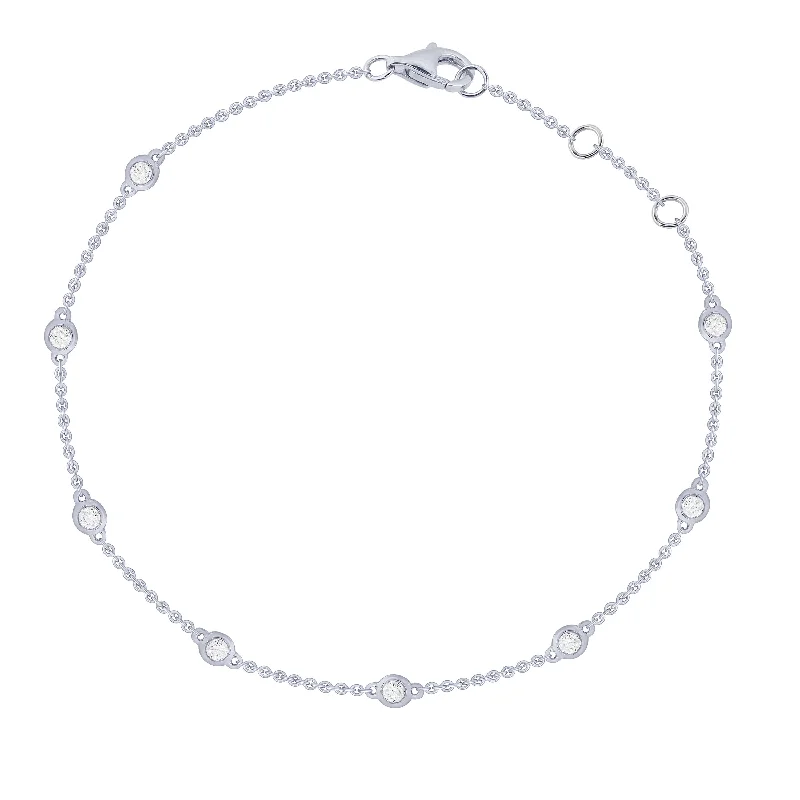 Ladies bracelets classic looks-14K White Gold 1/4Ct Diamond By The Yard Bracelet