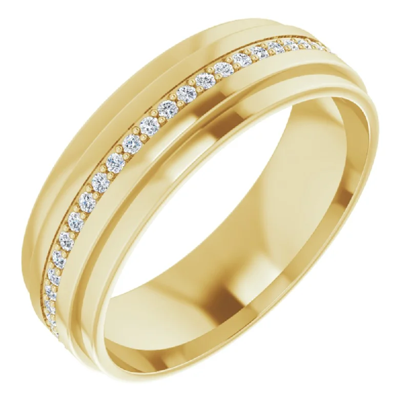 Ladies ring natural stones-7mm 14K Yellow Gold 1/3 to 3/8 CTW Diamond Eternity Ridge Edge Band