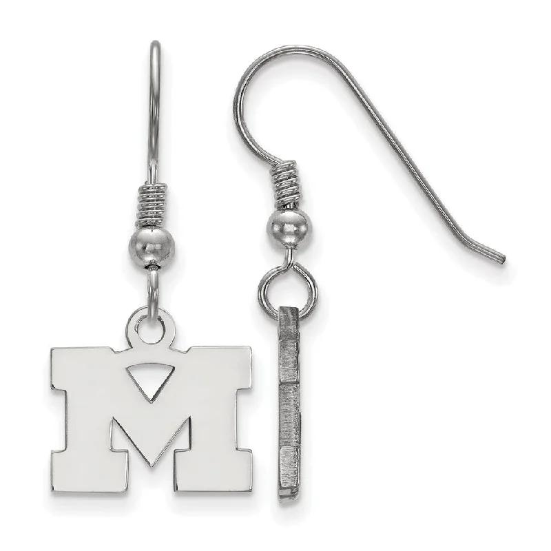 Ladies earrings synthetic stones-Sterling Silver Michigan (Univ of) XS (Tiny) Dangle Earrings