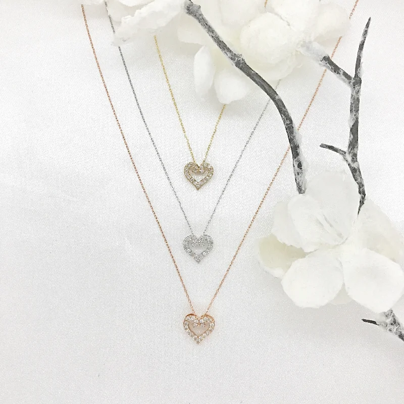 Ladies necklaces popular brands-Icicles 10k Gold Diamond Heart Necklace