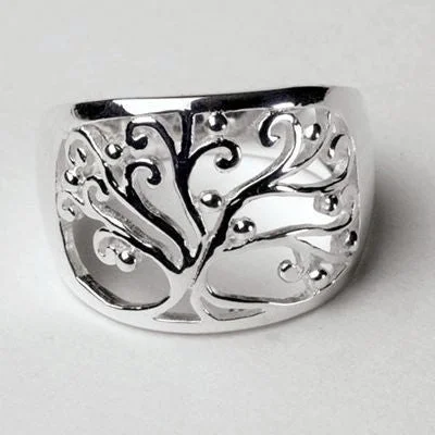 Ladies ring care tips-"Tree of Life" Ring in Sterling Silver