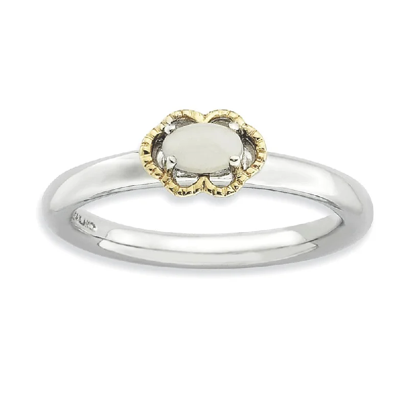 Ladies ring party wear-Silver Stackable White Agate 2.25mm Ring