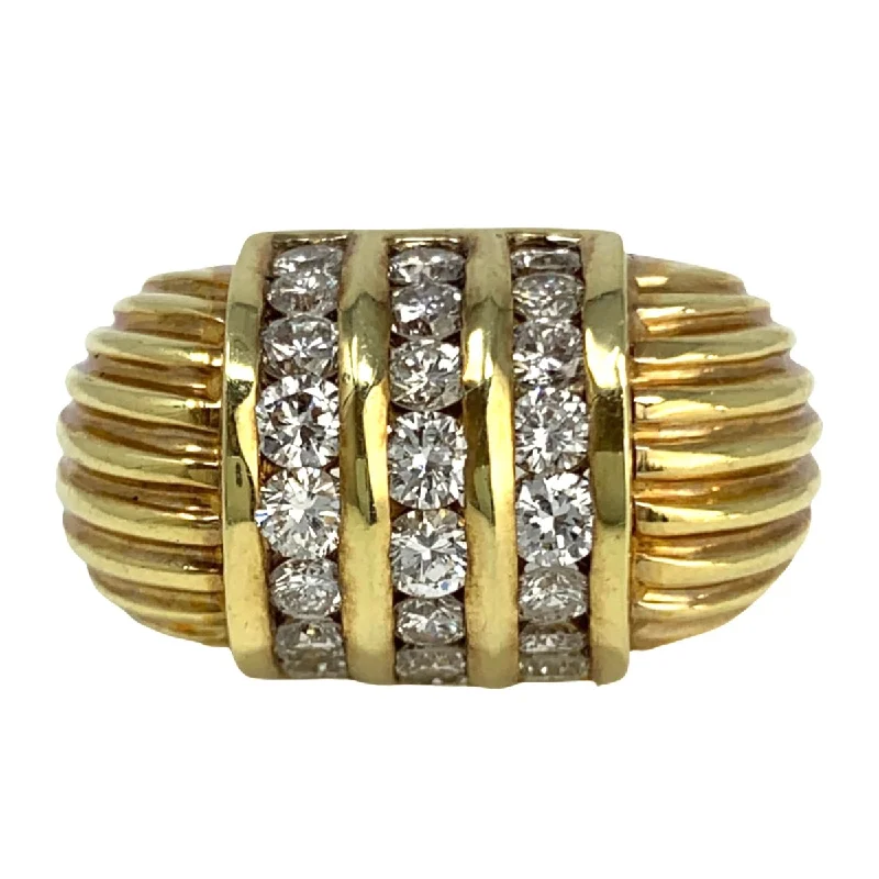 Ladies ring modern design-Rondette 14K Gold Ring with Diamonds