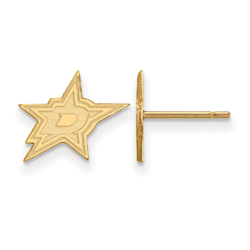 Ladies earrings social media trends-SS 14k Yellow Gold Plated NHL Dallas Stars XS Post Earrings