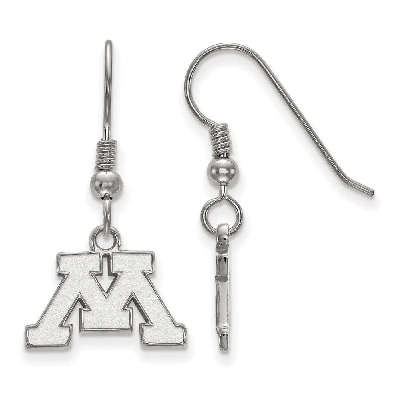 Ladies earrings stud styles-Sterling Silver University of Minnesota XS (Tiny) Dangle Earrings