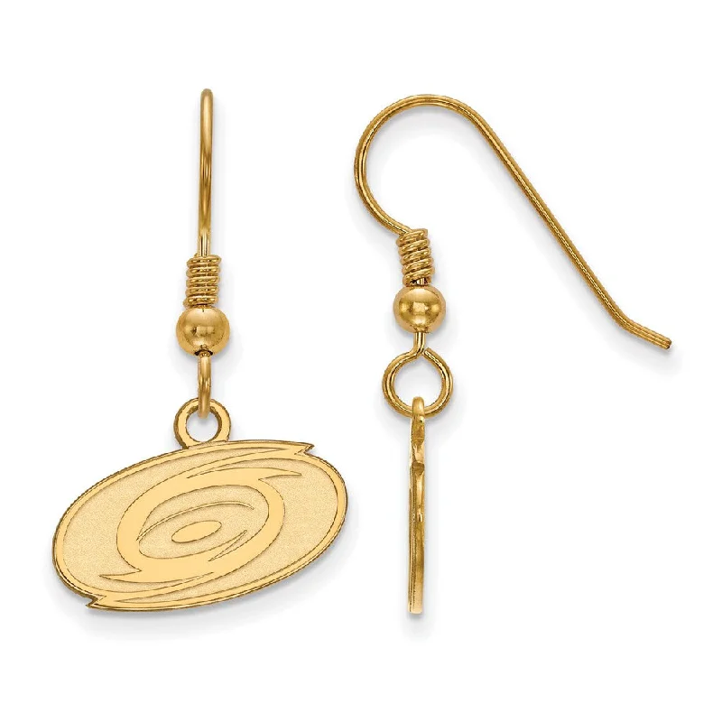 Ladies earrings limited editions-SS 14k Yellow Gold Plated NHL Carolina Hurricanes XS Dangle Earrings