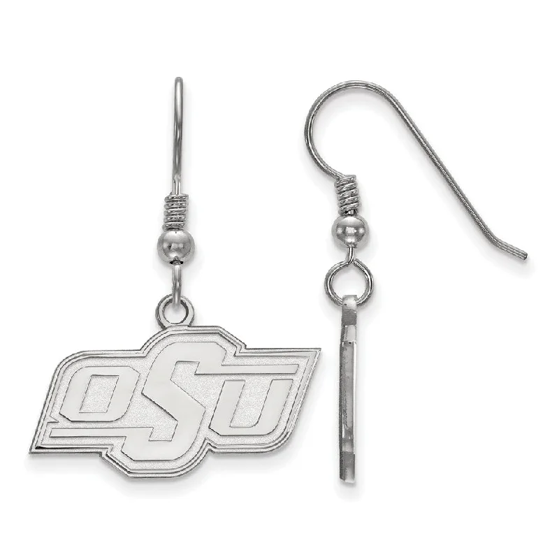 Ladies earrings titanium options-Sterling Silver Oklahoma State University Small Dangle Earrings