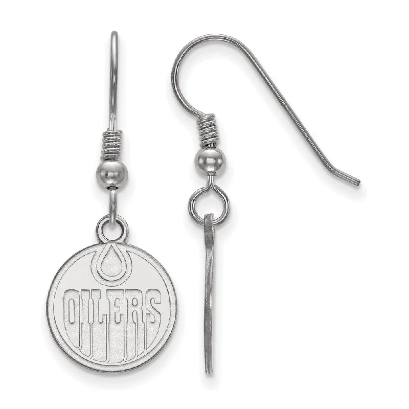 Ladies earrings openwork patterns-Sterling Silver NHL Edmonton Oilers Small Dangle Earrings