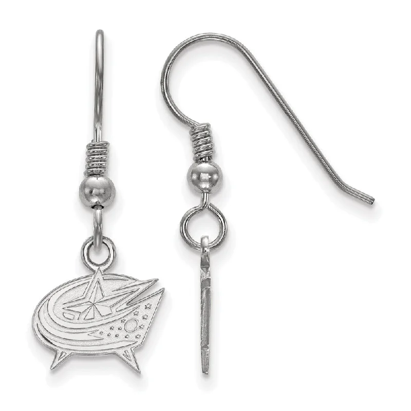 Ladies earrings online shopping-Sterling Silver NHL Columbus Blue Jackets XS Dangle Earrings