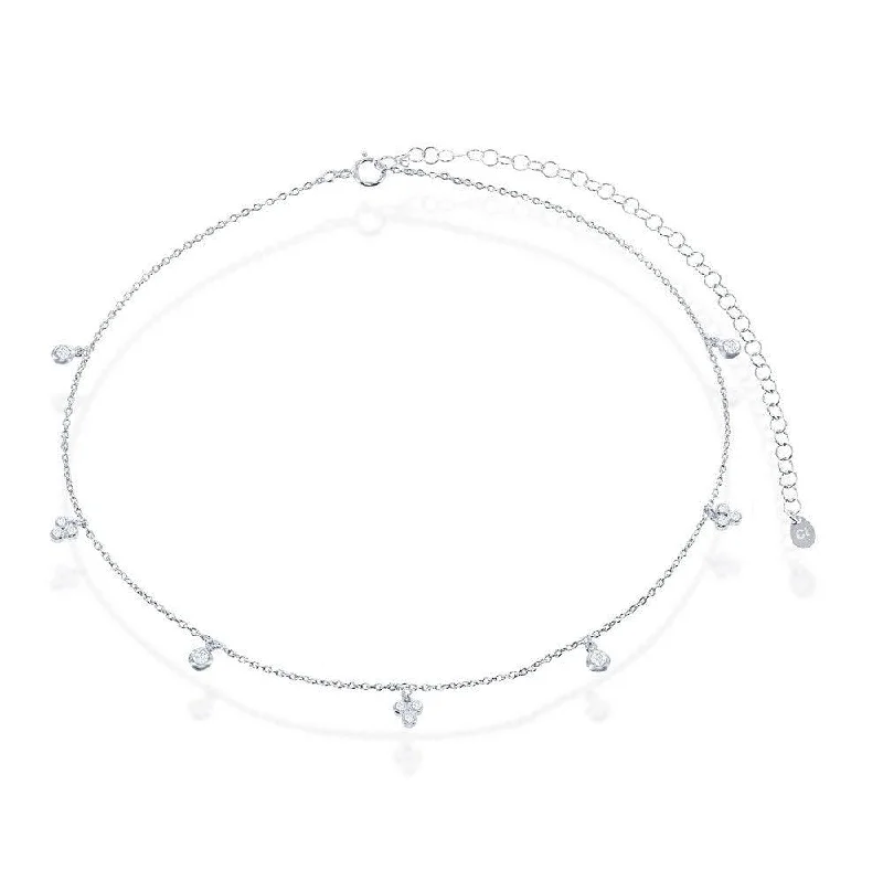 Ladies necklaces titanium options-Sterling Silver Multi Bezel-Set CZ By The Yard Choker Necklace