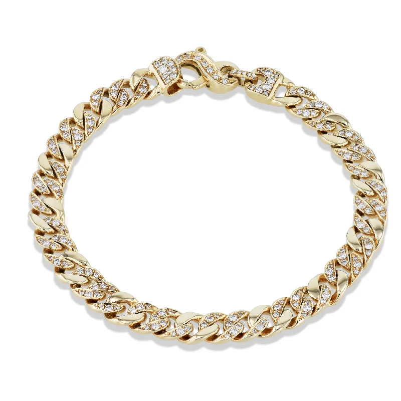 Ladies bracelets designer brands-Yellow Gold Diamond Pave Bracelet