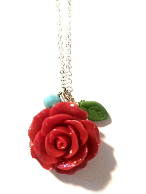 Ladies necklaces global fashion-Rose Charm Necklace