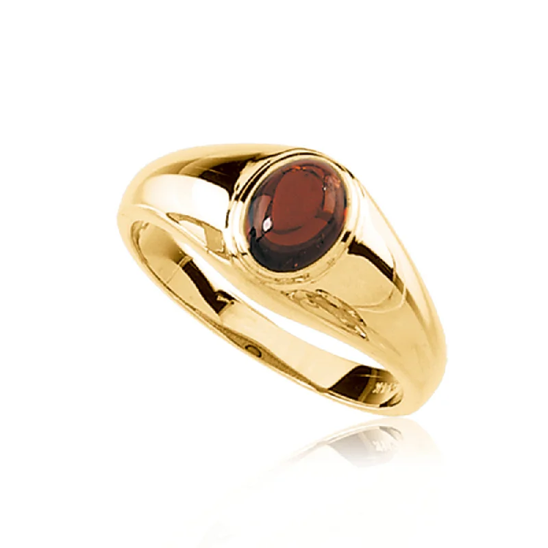 Ladies ring pure silver-Mozambique Garnet Solitaire Ring in 14K Yellow Gold