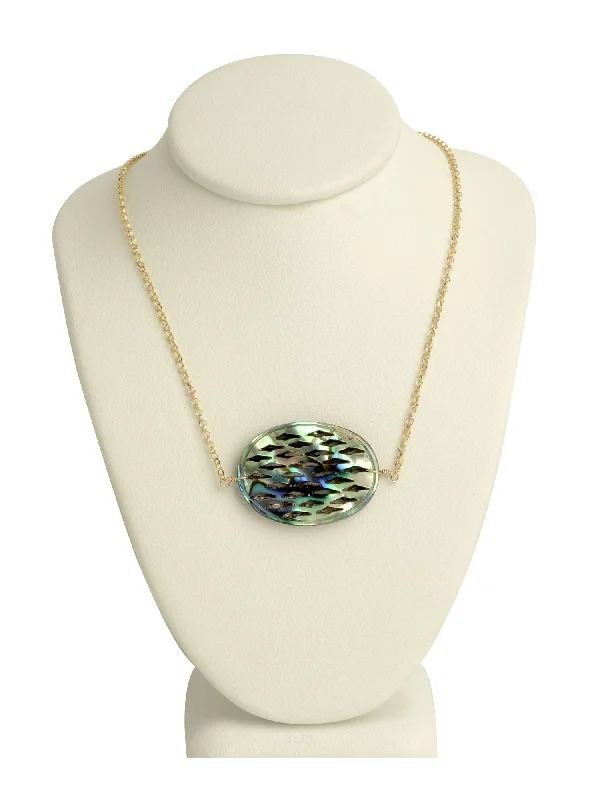 Ladies necklaces investment value-Abalone Filigree Pendant Necklace