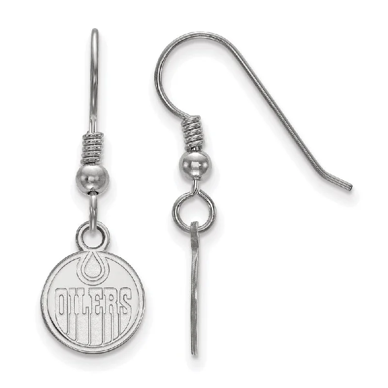 Ladies earrings titanium options-Sterling Silver NHL Edmonton Oilers XS Dangle Earrings